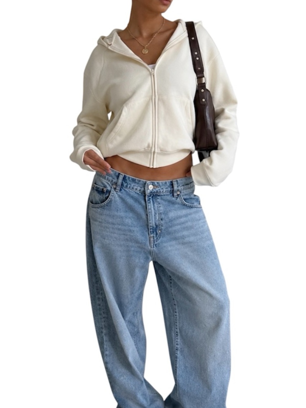 SKIMS Off White Terry Zip Up Cropped Hoodie Large☁️🤍✨